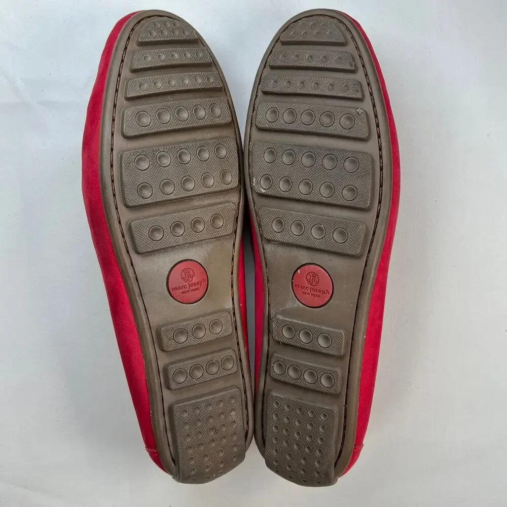 Marc Joseph Leather Driving Loafers Women's 8 Red Slip On Flats Comfort Shoes - Picture 9 of 11